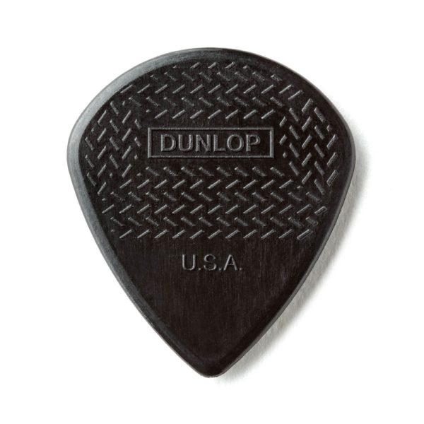 Uñetas Marca Jim Dunlop Modelo MAX-GRIP JAZZ III CARBON FIBER de 1.38 MM. Color dorado